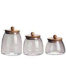1 hộp đựng kín khí bằng thủy tinh borosilicate cao cấp có nắp gỗ, hũ đựng chống ẩm dùng trong nhà bếp, đựng lá trà, hạt cà phê, hộp bảo quản thực phẩm khô trong suốt. - Nhiều màu - Xem 2
