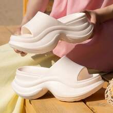 1 Pair Women's Slippers, New Outdoor Sandals, Thick-Soled Elevated Slide Sandals, Summer Women's Non-Slip Beach Flip Flops - Multicolor - View 3