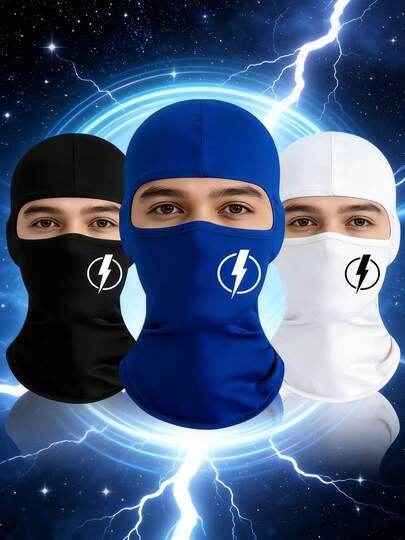 3件/2件/1件 男女通用闪电印花拉法帽滑雪面罩，适合户外运动、日常佩戴，亦可作为礼物或帽子