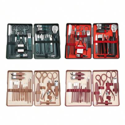22/36Pcs/Set Nail Clippers Set Complete Set Stainless Steel Fingernail Cutter Nail File Foot Scraper Callus Removal Ear Spoon Eyebrow Trimmer Portable Manicure Pedicure Beauty Tools Kit