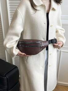 Women's Fashionable Casual Waist Bag - Burgundy - View 6