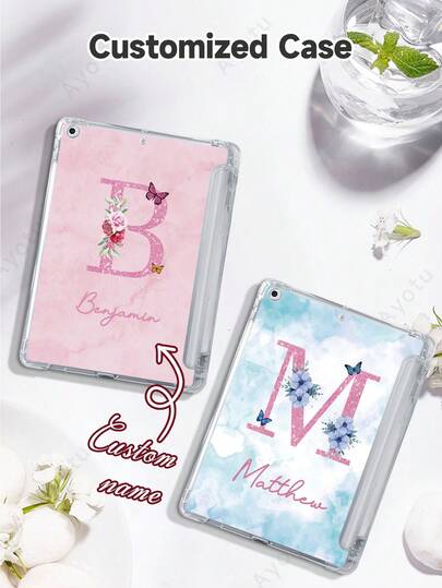 Ayotu Personalisierte Schutzhülle kompatibel mit 10. Generation, Mini4/5/6/7, Pro 11-In(M4)-2024, 10.2-Zoll, Hülle kompatibel mit Samsung Galaxy Tab S6 Lite 10.4 Zoll, personalisierte klare Schutzhülle mit Stiftfach, DIY Foto Individuelles Geschenk für sich selbst, Freunde, Arbeit, Geburtstag, Neujahr, Valentinstag