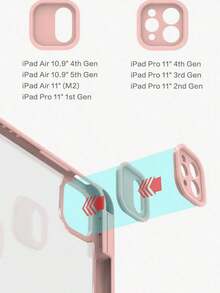 Clear Back Case For 10th Gen 10.9 Inch 2022 & 11th Gen 11 Inch 2025, Slim Protective Cover With Pencil Holder & Auto Sleep/Wake,Pink - Baby Pink - View 2