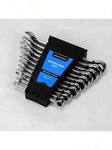 12pcs Metric Ratchet Wrench Set, 8-19mm Ratchet Combination Wrench With Organizer, 72 Teeth Chrome Vanadium Steel - Random Style Wrench - View 1