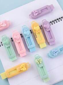 1/5pcs Customized Creative Cute Cartoon Girl Heart-Shaped Slide Eraser, Personalized Clean Erasing Without Crumbs, Suitable For New Semester School Supplies, Customized Anti-Loss Eraser, School Correction Supplies - Multicolor - View 7