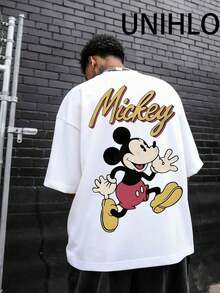 Disney Mickey  Print  Summer Casual Versatile Pure Cotton T-Shirt Suitable For Any Place - 白色 - 查看 2