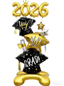 kumozawa 2026 Graduation Party Balloon Set, Prom Decorations 2026, Graduation Gifts, Party Decor, Class Of 2026 - Black Gold - View 5