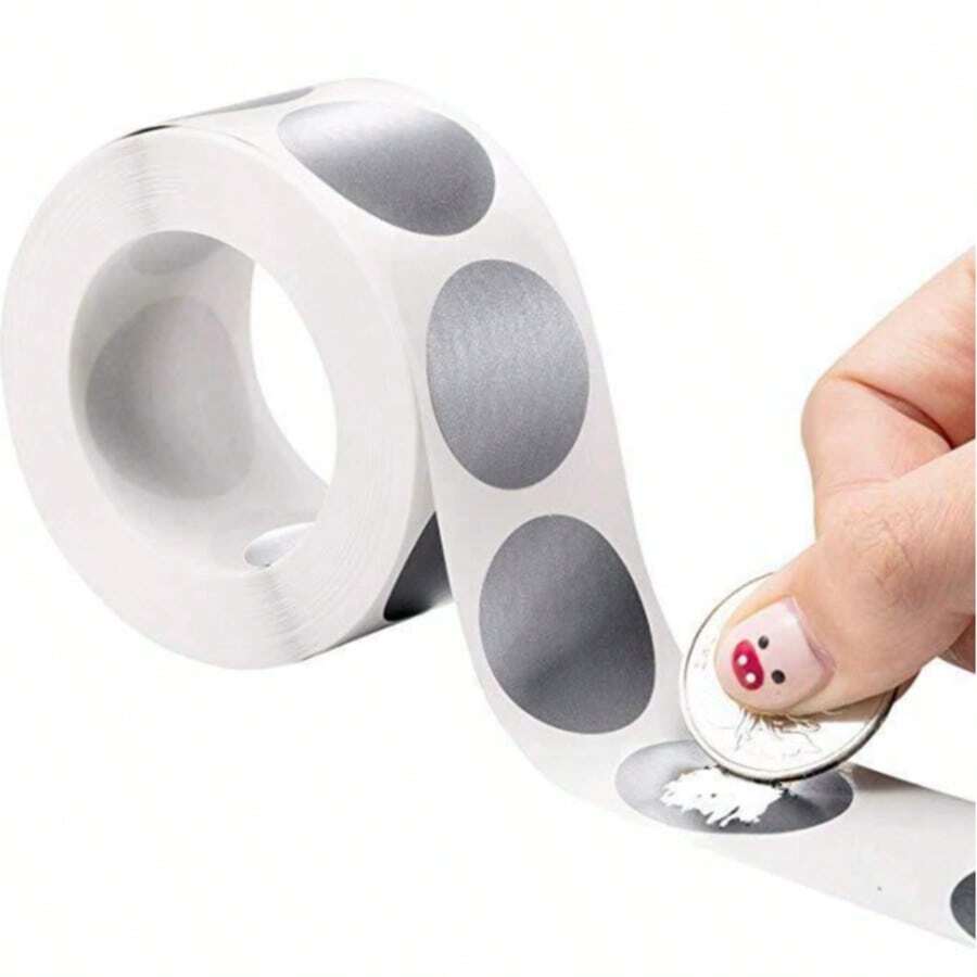 300 miếng dán tự dính hình tròn 2,5cm/1inch màu vàng/bạc, thích hợp cho thẻ cào, thiệp cưới. - 1 Set - Xem 1