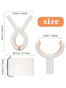 6/12pcs Beach Towel Clips, Heavy Duty Plastic Clothespins, Blanket Drying Clips, Windproof Clips, Home Supplies - White and Yellow - View 6