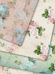 Bộ 60 giấy scrapbooking họa tiết hoa cổ điển, kích thước 8x8cm (3.15 inch), giấy nền trang trí, 30 chất liệu thẩm mỹ cổ điển, thích hợp cho sổ nhật ký, đồ thủ công DIY, cắt dán và làm thiệp. - Hoa phong cách cổ điển - Xem 5