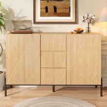 Modern Sideboard With Geometric Structure, Double Doors, Medium Drawer, Ample Storage Space, Multifunctional Storage Cabinet For Living/Dining Room - 卡其色 - 查看 1