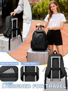 Unisex Minimalist Black Backpack, Made Of Waterproof Nylon Fabric, Durable And Wrinkle-Resistant, Practical And Elegant Design For All Scenarios - Backpack - View 6