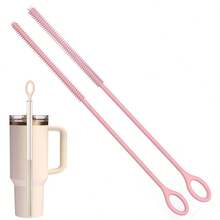1/2pcs Silicone Straw Cleaning Brush, Long Handle Small Brush For Cleaning Crevices, Water Cups And Straws - Multicolor - View 1