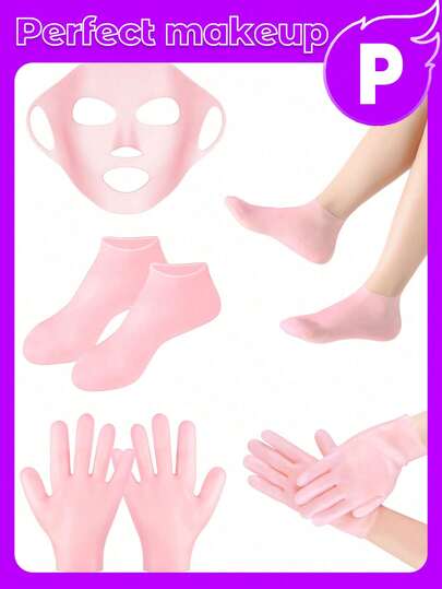 Women's Silicone Foot Care Set, Includes 1 Pair Of Moisturizing Anti-Cracking Foot Sleeves In Light Pink And Purple, Perfect Foot Care For Dry Cracked Ankles, Ideal Mother's Day Gift - Fashionable And Healthy Foot Care Set