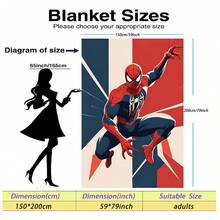 Marvel This Is A Spiderman-Themed Flannel Blanket, Featuring A Modern Animated Style Red And Blue Costume, With A White Line-Drawn Spider Logo On The Chest, Presenting A Modern And Visually Striking Look. The Character's Colors Stand Out For Easy Identification, And It Has The Features Of Being Decorative, Warm, And Soft, Suitable For Use As A Sofa Throw, Nap Blanket, Or Bed Decoration. - Multicolor - View 14