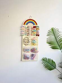 Space-Saving Wall-Mounted Multi-Pocket Storage Rack, Hanging Storage Bag, Elegant Jewelry Organizer - Hanging Storage Bag With Hooks, Wall-Mounted Hanging Hook Clip Organizer - Multi-Compartment Durable Plastic Storage, Fashionable Accessory Organizer, Hanging Jewelry Organizer For Necklaces, Bracelets, Earrings, Hair Accessories - Closet, Bathroom, Salon Or Travel - Sturdy Hanging Organizer, Wardrobe Organization, Minimalist Design, Durable, Home Storage - Nhiều màu - Xem 3