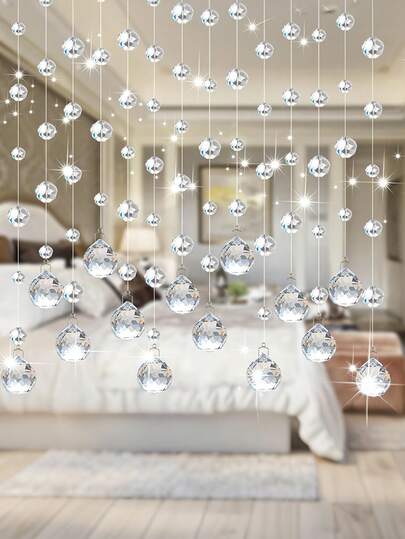 10pcs Acrylic Crystal Bead Strings, Transparent Bead Pendants With Hooks, Elegant Acrylic Crystal Bead Curtains, Suitable For Wedding Stage, Home Decor, Graduation Ceremony Decor, Mother's Day Decor, Ceiling Hangings, Photo Backdrop Decor, Birthday/Wedding Arch Decor, Door Curtain Bead Decor Accessories