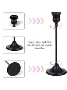 Ramadan Moon/Star Candle Holders, Black Metal Cone Candle Holder Set, Decorative Candle Holders For Dining Table, Home Decor, Room Decor, Party And Holiday Decor With Stars, Moons, Lanterns - A Perfect Gift For Family And Friends - Black - View 8