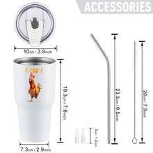30oz Stainless Steel Tumbler Black White Options,  F Caw F Chicken Rooster Design Graphic Cups, Insulated Travel Coffee Mug With Lid And Straw , Double Wall Vacuum Reusable Travel Cups, Funny Birthday Party Gift For Women & Men - trắng - Xem 3