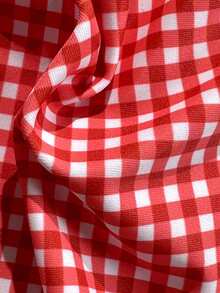 2026 New Spring/Summer Women's Bikini 2 Pieces Set, Classic Fashion Red Plaid Print, Suitable For Beach, Resort, Swimming Pool - Red - View 6