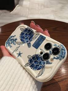 1个创意蓝色海星、贝壳、海龟、波浪形屏幕边缘保护手机壳，兼容苹果7/8/X/XR/XS Max/11/12/13/14/15/16/17 Pro Max和三星Galaxy A14/A15/A16/A17/A04/A05/A06/A07/A54/A55/A56/A57/A34/A35/A36/A37/S26/S26 Plus/S26 Ultra以及Transsion SMART7/8/9/10，国际版，非国内版 - 奶油白色的 - 查看 4