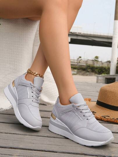 Women's Trending Breathable Platform Sneakers, New Cross-Border Plus Size Casual Sports Shoes
