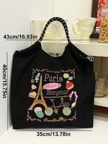 New Exquisite Embroidered Large Capacity Handheld Shopping Bag Women's Fashion Shoulder Tote Bag - Multicolor - View 4