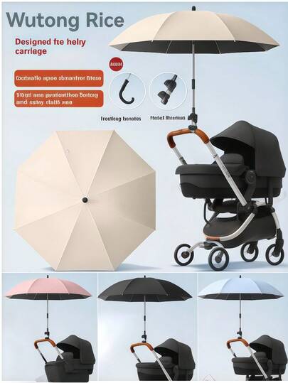 1pc Universal Baby Stroller Sunshade Umbrella, Toddler Tricycle Pushchair Sun/Rain Cover, Baby Strolling Essential