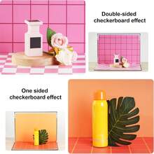 16.5pcs 11-Inch 9-Color Double-Sided Cardboard Set, Includes 1pc Black & White Background Paper, Double-Sided Colorful Grid Pattern, Photography Photo Background Boards, Suitable For Jewelry, Cosmetics And Other Small Product Photography - Photography Studio - View 5