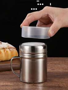 1pc Stainless Steel Powder Shaker With Mesh Holes, Pepper Grinder, Fancy Coffee Powder Dispenser - Model With Handle - View 6