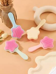 1支婴儿气垫星形梳，婴儿头部护理梳，可爱星形按摩顺发梳，家用按摩直发梳 - 彩色 - 查看 1