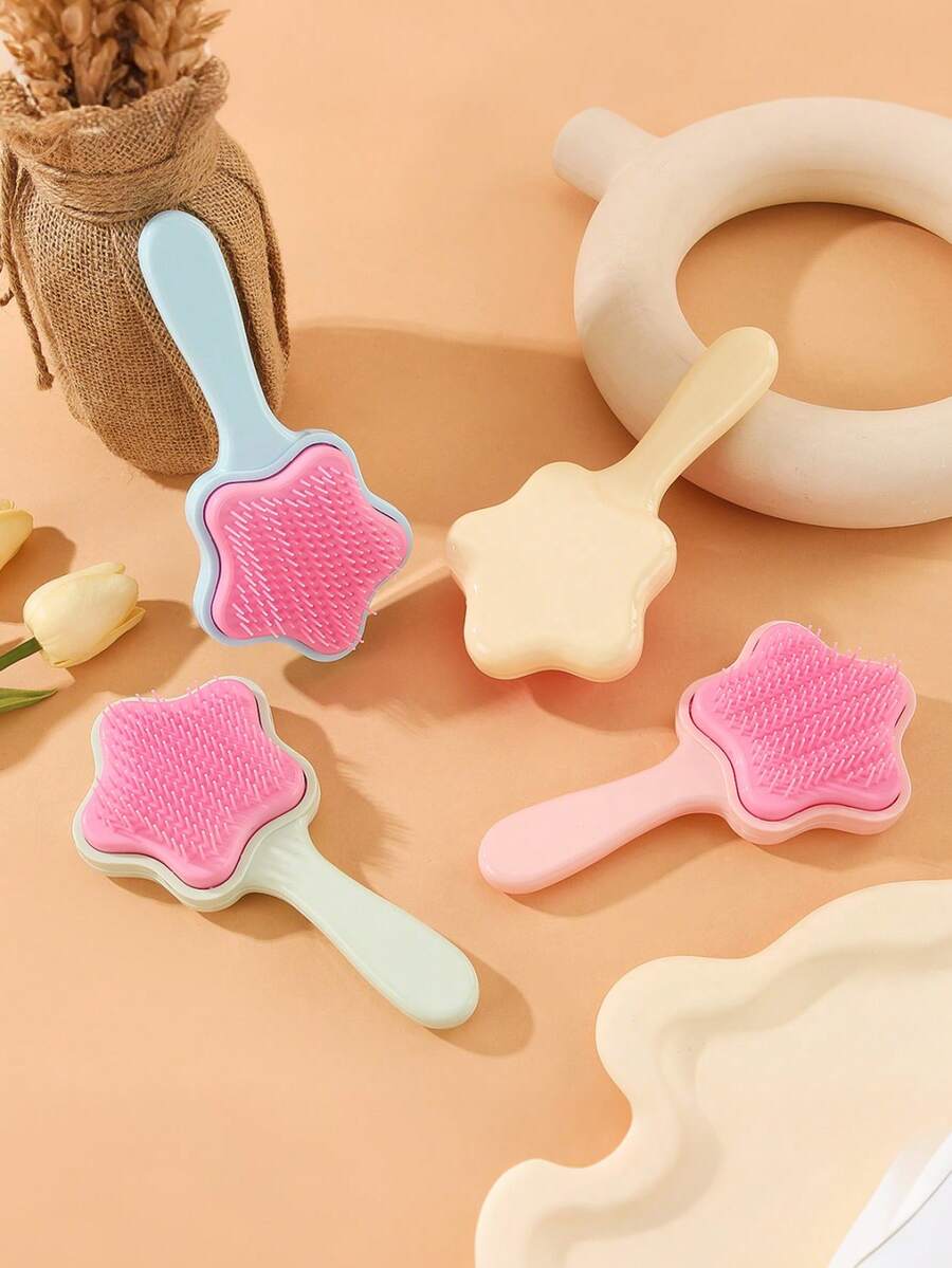 1支婴儿气垫星形梳，婴儿头部护理梳，可爱星形按摩顺发梳，家用按摩直发梳 - 彩色 - 查看 1