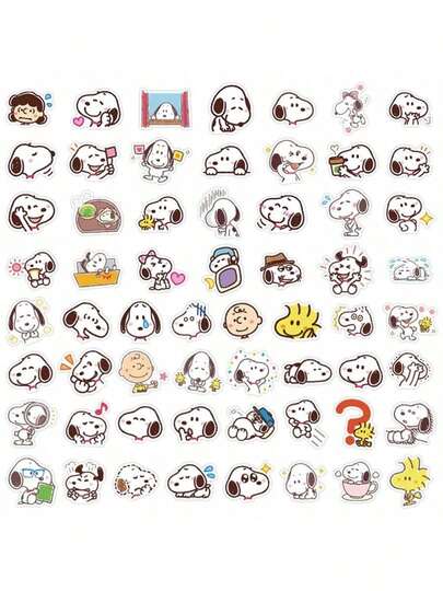 SNOOPY 60 schattige cartoon Koreaanse puppy graffiti stickers om telefoonhoesjes, koffers, tafels en computers mee te versieren. Perfecte stickercadeaus voor jongens en meisjes, kleine cadeautjes voor fans, familie en vrienden, cadeaus voor Meisjesdag, Valentijnsdag, Pasen en als aandenken aan een afstuderen. [Stochastic Style]