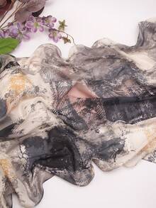 Luxury Digital Print Hijab - Abstract Contrast Artistic Scarf & Beach Sarong, Silky Large Shawl & Versatile Summer Wrap For Women, 180x70cm - Multicolor - View 12