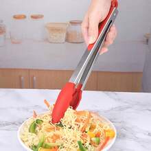 1个硅胶防滑食物夹，耐热烘焙烧烤厨房工具 - 紅色 - 查看 3