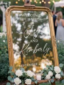Customized Wedding Mirror Decal Stickers, Suitable For Shower Room, Party, Events, Personalized Welcome Sign, Personalized Mirror Stickers, Reception Area Decor - Multicolor - View 3