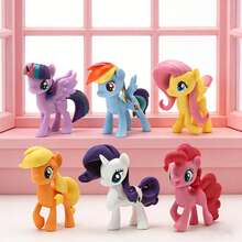 暮光闪闪、云宝黛西、苹果嘉儿、萍琪派、瑞瑞、柔柔手办，桌面摆件收藏，闺蜜礼物，手办，模型，玩具，模型，暮光闪闪，云宝黛西，苹果嘉儿，萍琪派，瑞瑞，柔柔，桌面摆件，装饰品，收藏品，收藏品，礼物，闺蜜礼物，女孩礼物，生日礼物，蛋糕装饰，家居装饰 - 彩色 - 查看 3