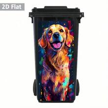 1個 2D平面自黏式垃圾桶貼紙，鮮豔黃金獵犬垃圾桶貼紙設計，防水PVC輪式垃圾桶貼花，適用於戶外家居裝飾，創意垃圾桶裝飾，適用於牆面和廚房裝飾，家居收納，PVC材質，易撕貼，平面藝術貼紙，廚房儲物 - A - 查看 7