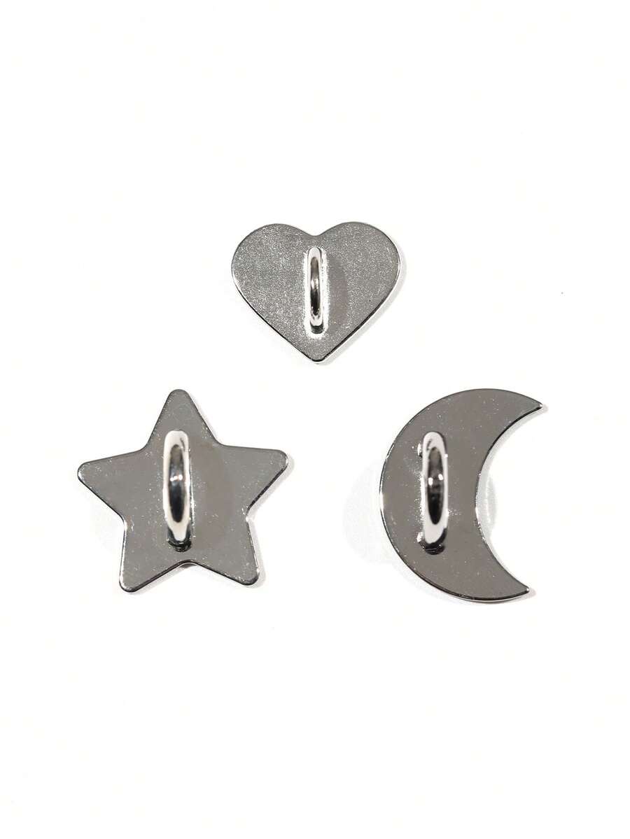 2/3/5/10 Peças Acessórios de Cordão para Celular com Pingente de Coração, Estrela e Lua em Prata, Compatível com Telefones das Séries Android/Apple 17/16/15 etc. - Multicolorido - Visão 1