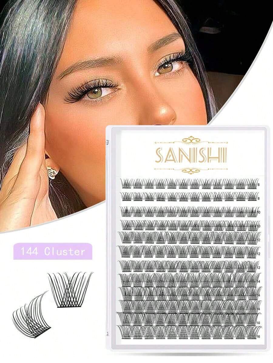 200Pairs Sanishi Lashes, DIY Eyelash Extension, C & D Curl Lashes, For Home Uselash Clusters,Eyelash Clusters,Individual Eyelashes,Lashes,Fake Lashes - Black - View 1