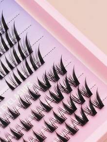 Ayrmilla 88片装混合美狐狸眼假睫毛，自然DIY俏皮卡通美人鱼款，柔软交叉纤维，呈现自然妆效，适合旅行和日常妆容DIY，自然透明睫毛，自然卷翘，纤长外展，柔软交叉猫眼睫毛 - C - 查看 5