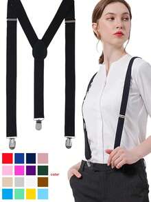 女士吊带，2.5毫米Y型后背吊带，舒适可调节弹性带和金属夹 - 彩色 - 查看 1