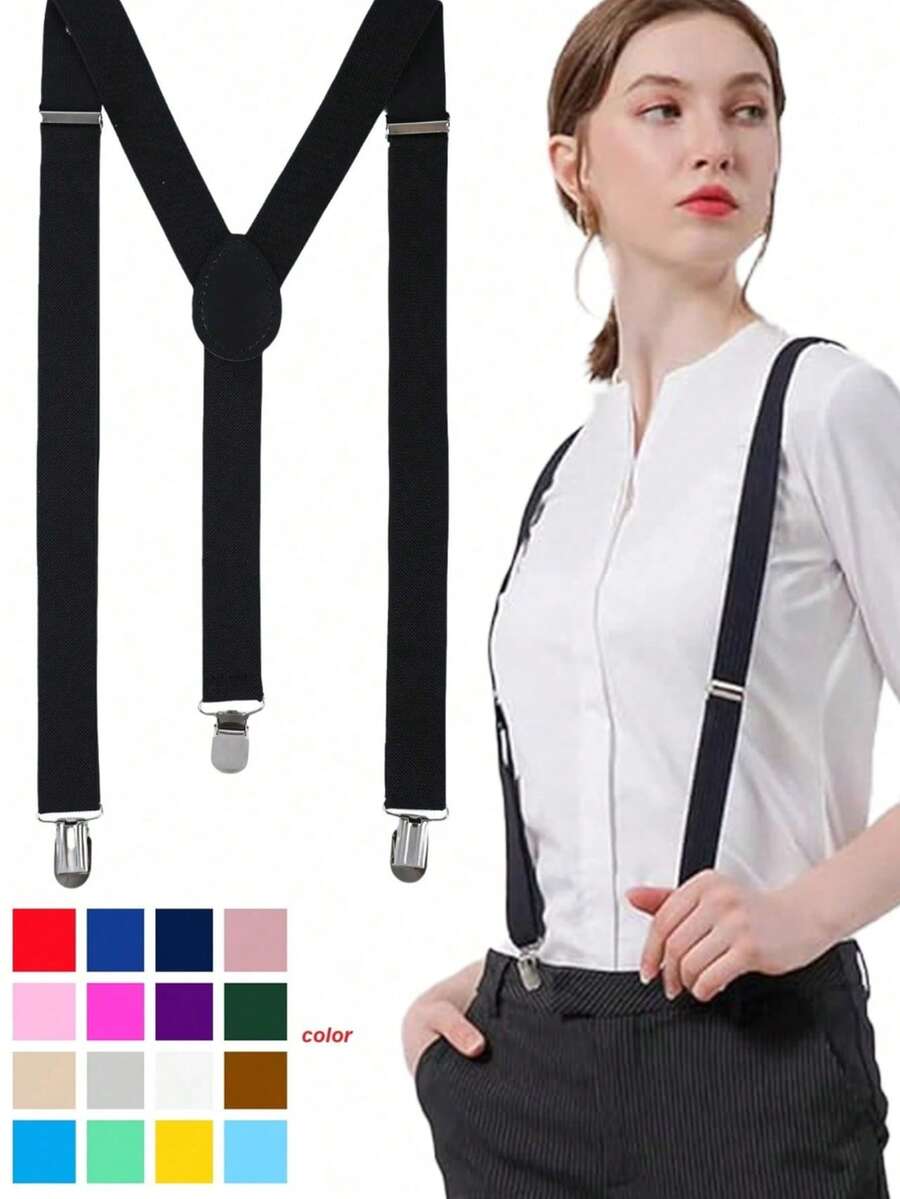 女士吊带，2.5毫米Y型后背吊带，舒适可调节弹性带和金属夹 - 彩色 - 查看 1