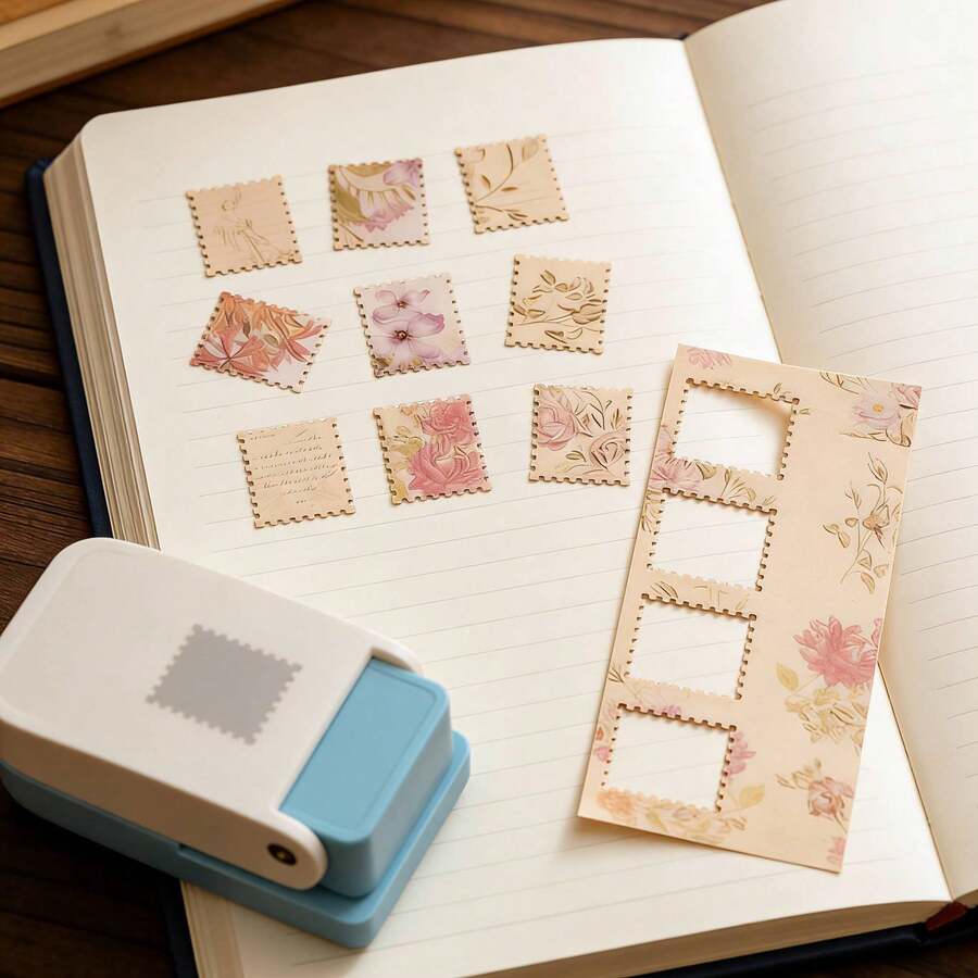 1pc Rectangular Stamp Punch DIY Large Paper Punch And Embossing Machine – Stamp-Style Decorative Cutter, Perfect For Handmade Books, Photo Albums, Greeting Cards, Office Supplies, Gifts, And Scrapbooking.Scrapbook Supplies Office Supplies(2026) - A - View 1