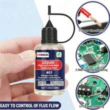 Liquid Solder Flux Dropper, Liquid Soldering Flux, No Clean Liquid Flux, Electrical Liquid Rosin Flux Solder, Liquid Flux Soldering Squeeze Bottle (30 ML/1.05Oz.) - A - View 1
