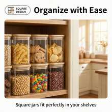 12 Square Glass Jars With Airtight Bamboo Lids, 17 Oz/500 Ml Capacity. Wide-Mouth Clear Glass Food Storage Containers, Glass Kitchen Jars With Labels And Cleaning Cloths, Rose Gold Spoons, Perfect For Holiday Gifts. - 12件套裝 - 查看 7