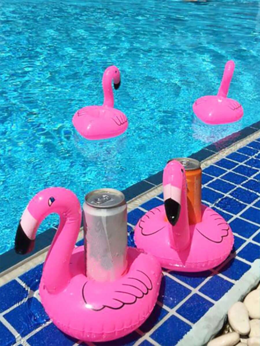 Soportes inflables para bebidas con forma de flamenco y piña, adecuados para fiestas en la piscina, actividades de playa de verano, natación, estantes flotantes para bebidas, inflable para piscina, artículos esenciales de playa, flotador de piscina - Multicolor - Ver 1