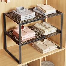 Extendable Wardrobe Tiered Shelves, Wardrobe Storage Rack,Cabinet Tiered Shelves - Black - View 5