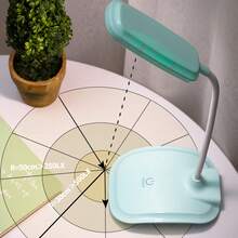 LED Desk Lamp Touch Control Three Level Color Temperature Stepless Dimming USB Charging Table Lamp Cyan - Lámpara de escritorio LED - Ver 8