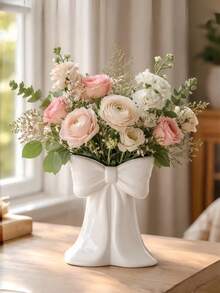 1pc Plastic Bowknot Vase, Cute And Beautiful Decorative Vase, Suitable For Placing On Living Room Table Or Bookshelf - Multicolor - View 4